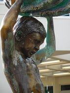 Child Boy, antique bronze Statue, Fountain