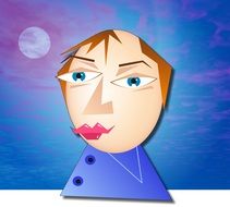 drawn portrait of man with unhappy face