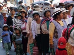 a crowd of people in hats in bolivia