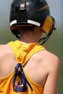 back view of girl in a helmet