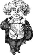 black and white caricature of an important fat man