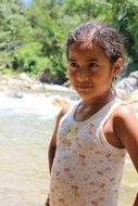 Girl Indigenous Oaxaca on a blurred background
