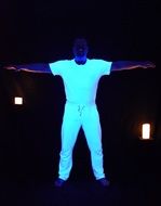 Man in Uv Light in white clothes