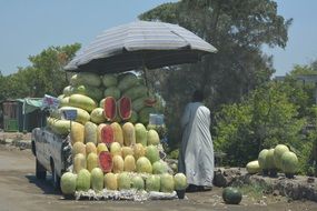Watermelon Market along the road in egypt