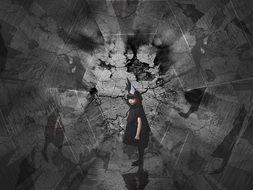 girl on the background of illusions