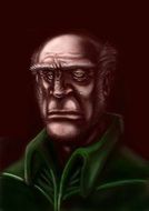portrait of Old Man in green shirt, digital art