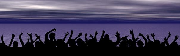 silhouettes of people at a summer party