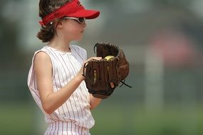 pincher girl with glove and spee on field