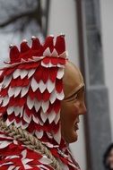 mummer in a wooden mask on a masquerade in a swabian almanac