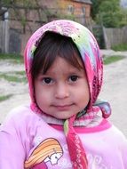 pretty girl in a pink scarf