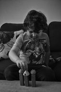 black and white image of an child-autistic