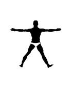 man silhouette with his arms and legs apart