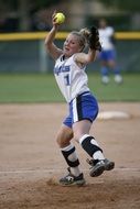 girl in softball at the stadium