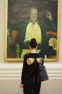 beautiful woman in museum