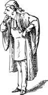 black and white graphic image of a comic character in a wig