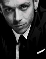 black and white portrait of valentino rossi