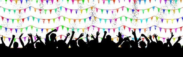 silhouette of People on Party, banner