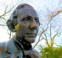 bronze statue of the head of hans