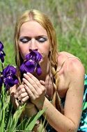 Blonde girl with flowers