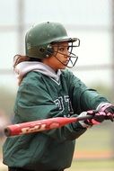 Softball, Girl in uniform with Bat, Hitter