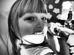 smiling Child girl Portrait, Black And White