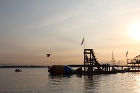 water games at sunset
