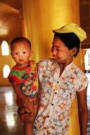 happy asian woman with child boy