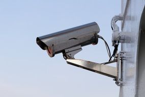 Security Camera on wall at sky, Monitoring