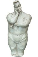 stone sculpture of a fat short-legged man