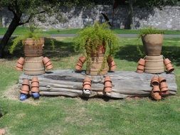 Garden pots in a shape of children