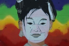 Asian as colorful mural