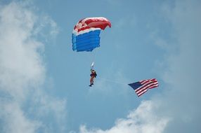 skydiver with american flag