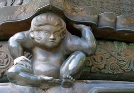 lantern like a sculpture in a japanese temple
