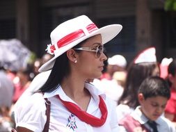 photo of a nice girl in bright clothes at the festival