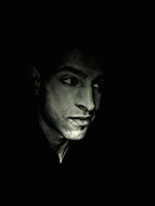 Black and white portrait of young man
