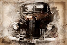 Oldtimer Car poster drawing