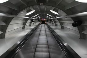 Escalator in Atomium interior, belgium, Brussels