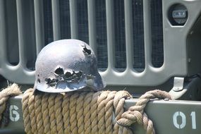 Jeep Military and punched helmet