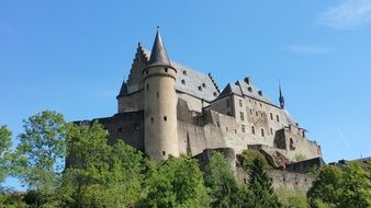 Landscape of Vianden Castle in Luxembourg