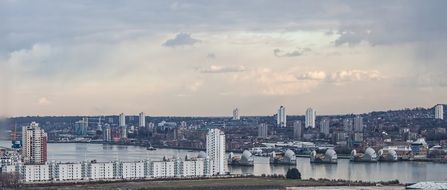 buildings along the Thames River in London