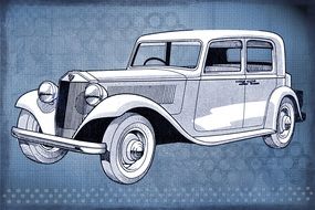 drawing of a vintage car