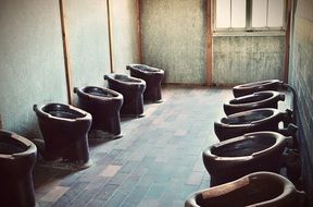 toilets in Dachau concentration camp