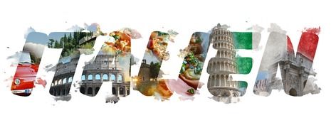 italien lettering with colorful pictures