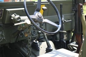 old military jeep inside view