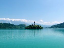 Landscape of Bled Lake in Slovenia