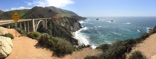 Bridge at coastline, usa, California