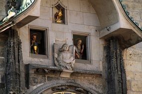 sculptures on the Clock Tower in Prague