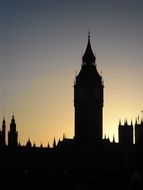 silhouette of Westminster at sunset