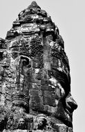 Black and white photo of Angkor Temple