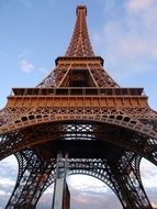 Eiffel Tower at evening sky, bottom view, france, Paris